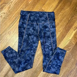 Athleta Blue Tie-Dye Leggings, Sz Sm